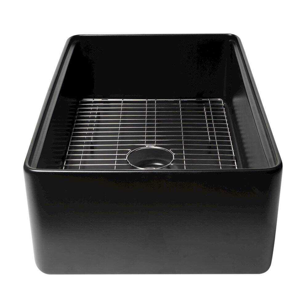 Alt View 2. Alfi - ALFI brand Black Matte Workstation 33 x 20 Single Bowl Step Rim Fireclay Farm Sink - Black.
