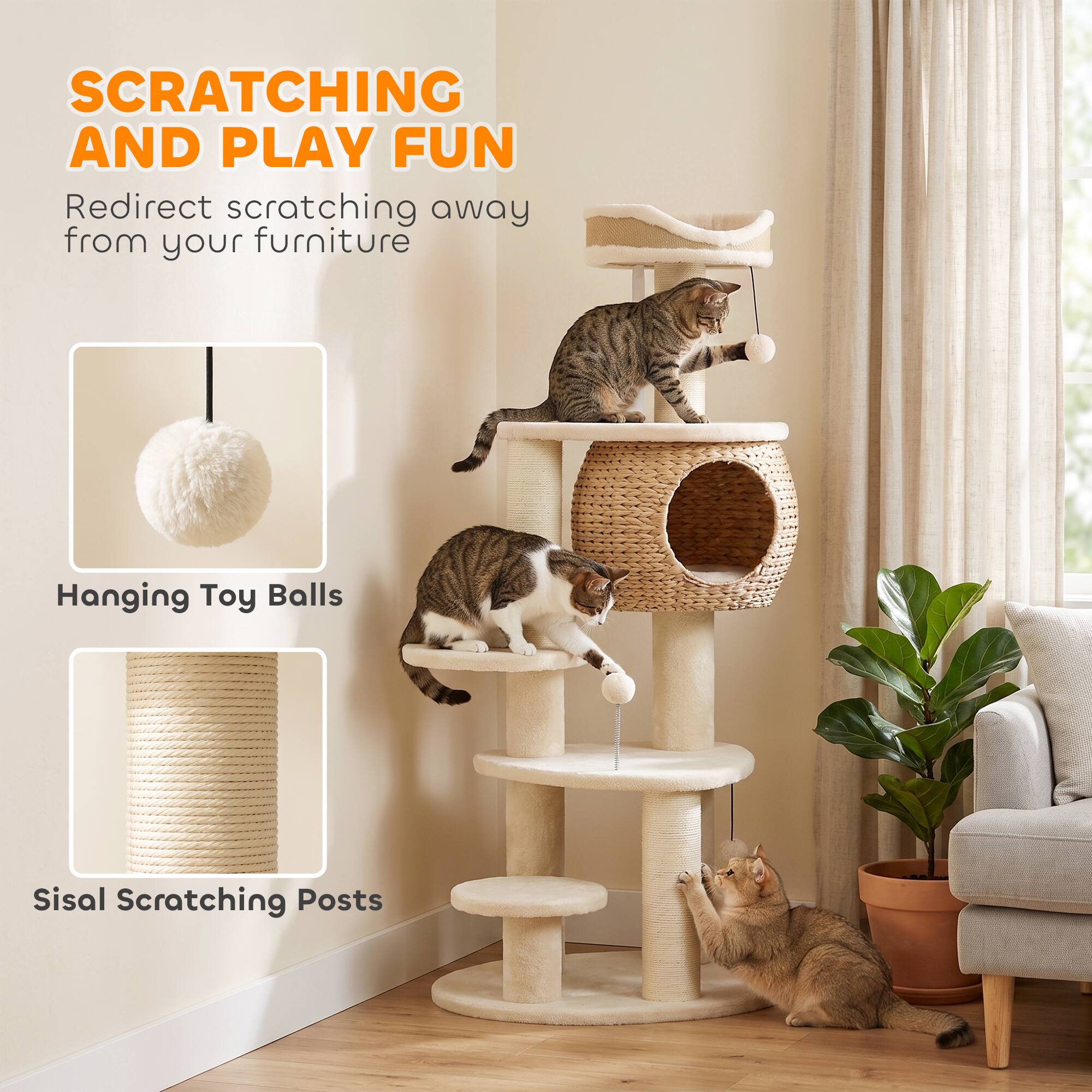 SCRATCHING AND PLAY FUN  
Redirect scratching away from your furniture

Hanging Toy Balls

Sisal Scratching Posts