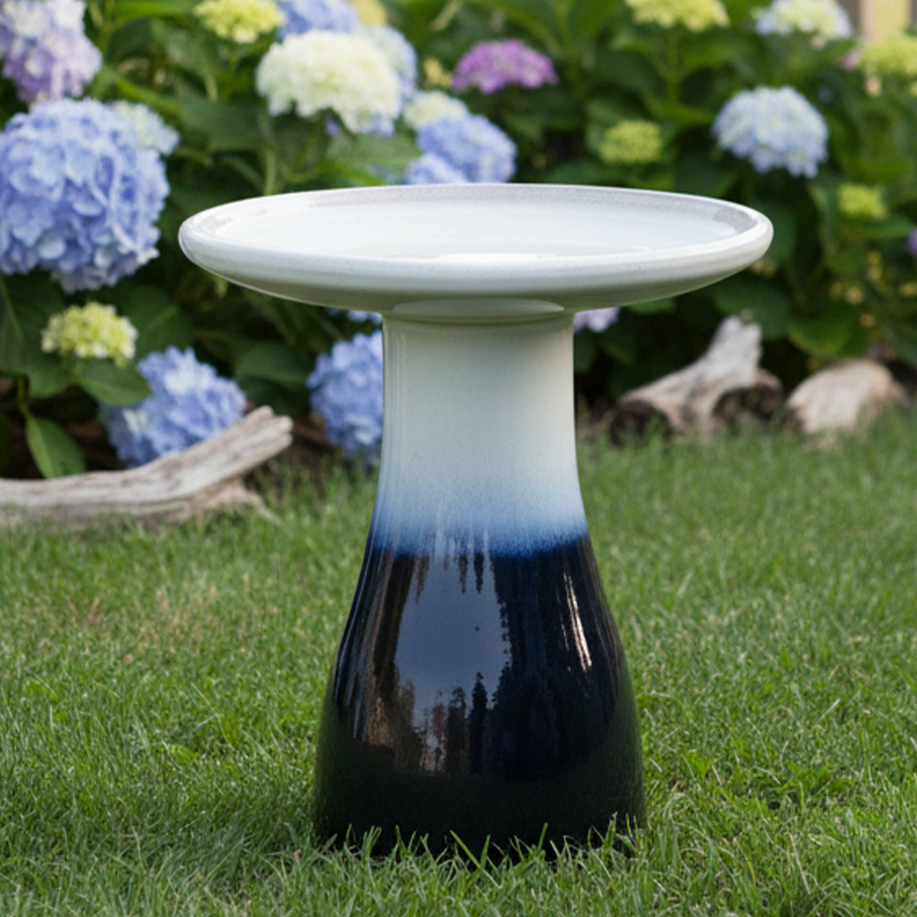 Alt View 5. Sunnydaze - Subtle Transitions Ceramic Bird Bath - 18.5 in - Twilight.