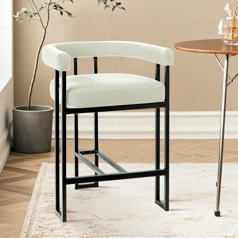 KERDOM 1pc Upholstered 26‘’ High Kitchen Chair Velvet Bar Stool, Padded ...