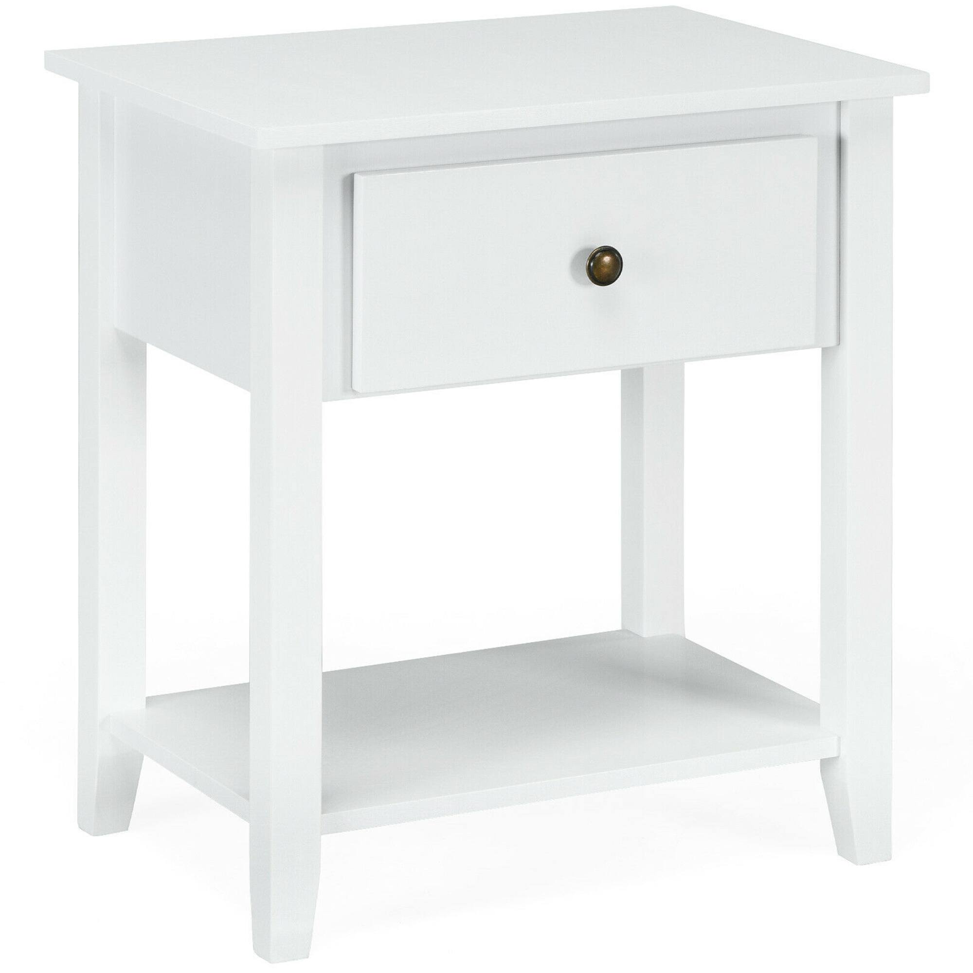Alt View 5. Gymax - Gymax 2PCS Nightstand Sofa End Side Table W/ Storage Drawer Bottom Shelf White - White.