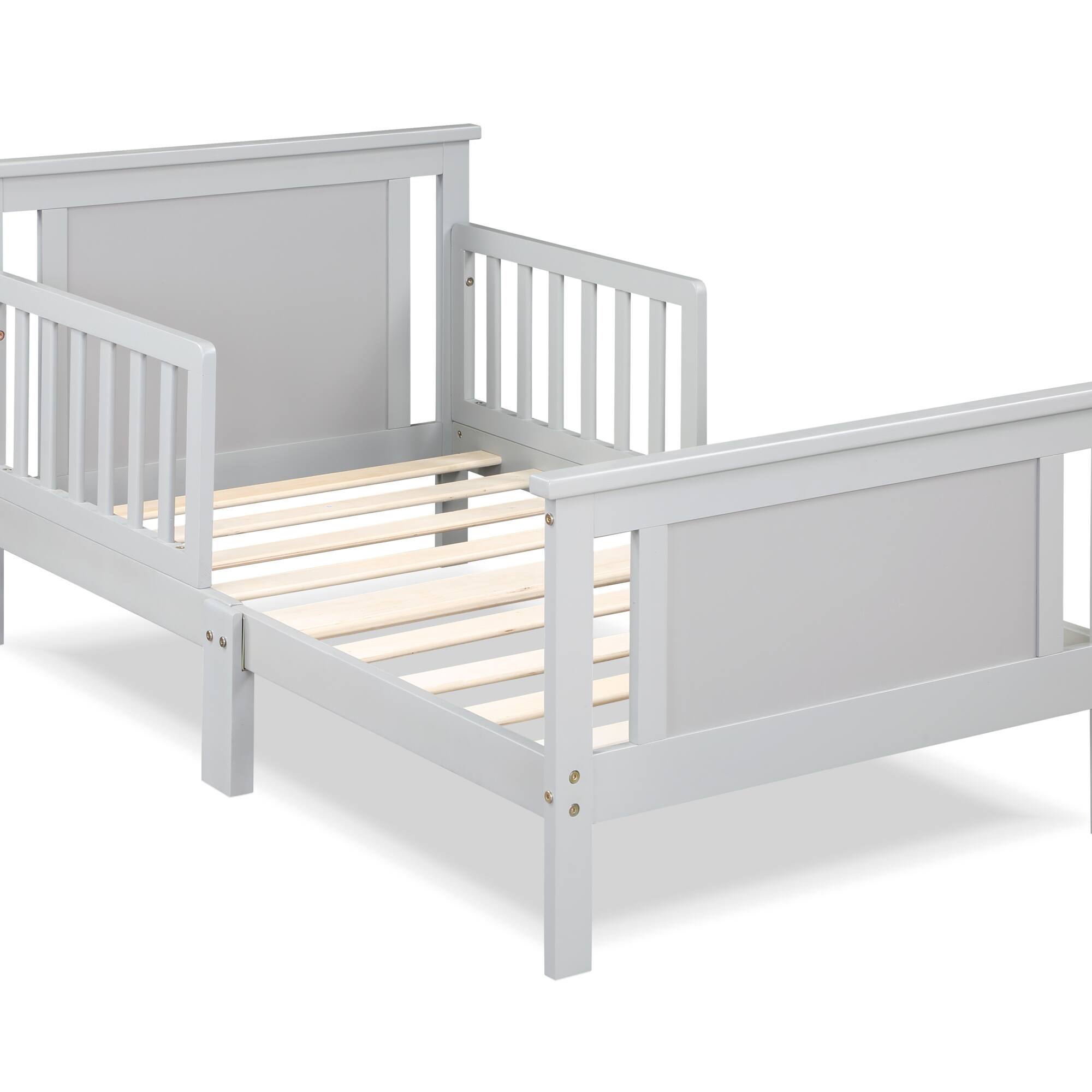 Alt View 2. GOODSILO - Reversible Panel Toddler Bed with Dual-Tone Finish for Growing Children, Solid Wood Construction - Gray.