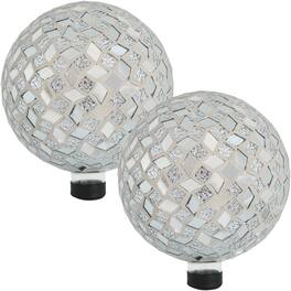 Sunnydaze - Mosaic Gazing Globe - 10 in - Set of 2 - Mirrored Diamond