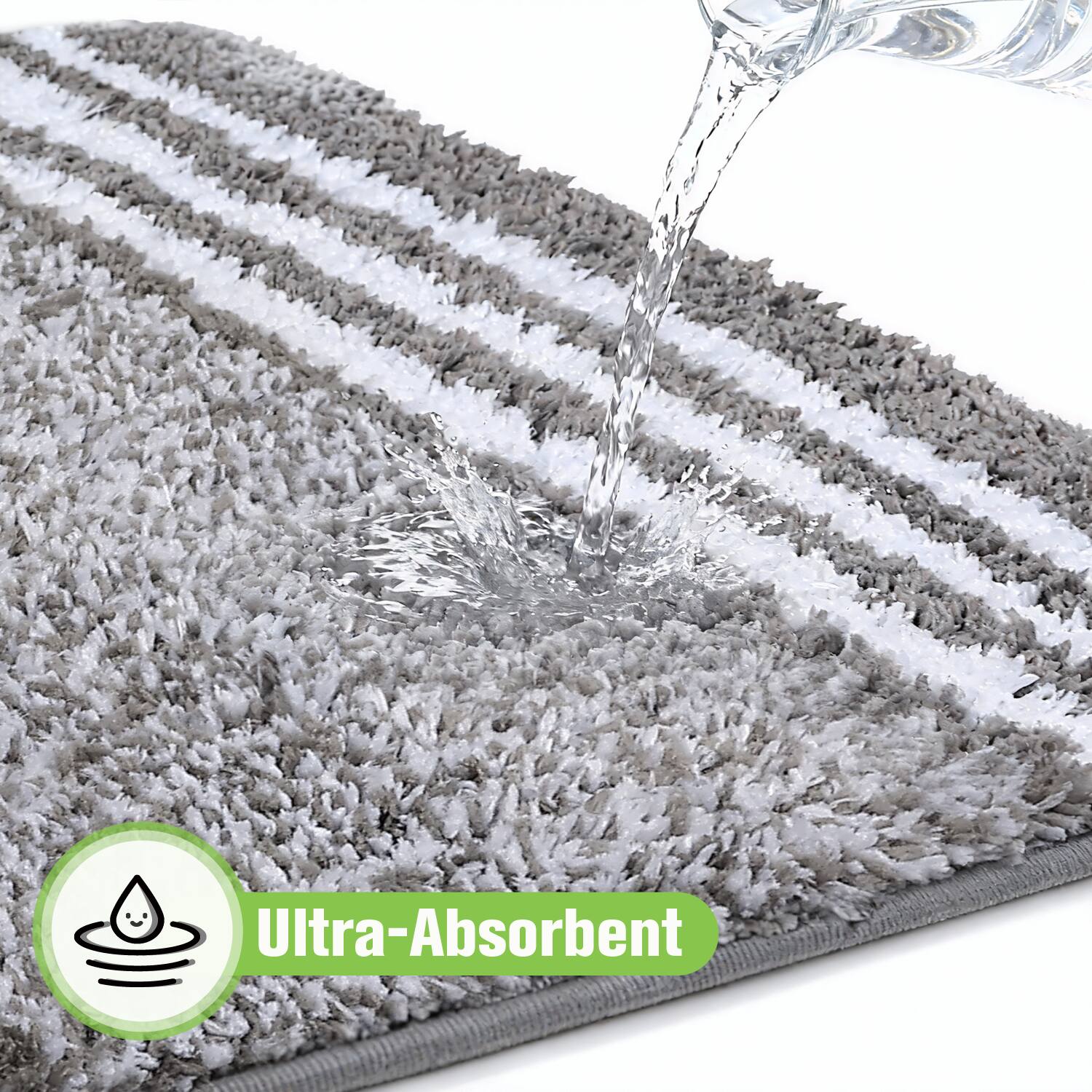 Left. Garnen - Bathroom Rugs Non Slip Bath Mat Rug 16"x24" Soft Absorbent Quick Dry Washable Bath Mats for Bathroom Floor Tub & Shower - Gray.