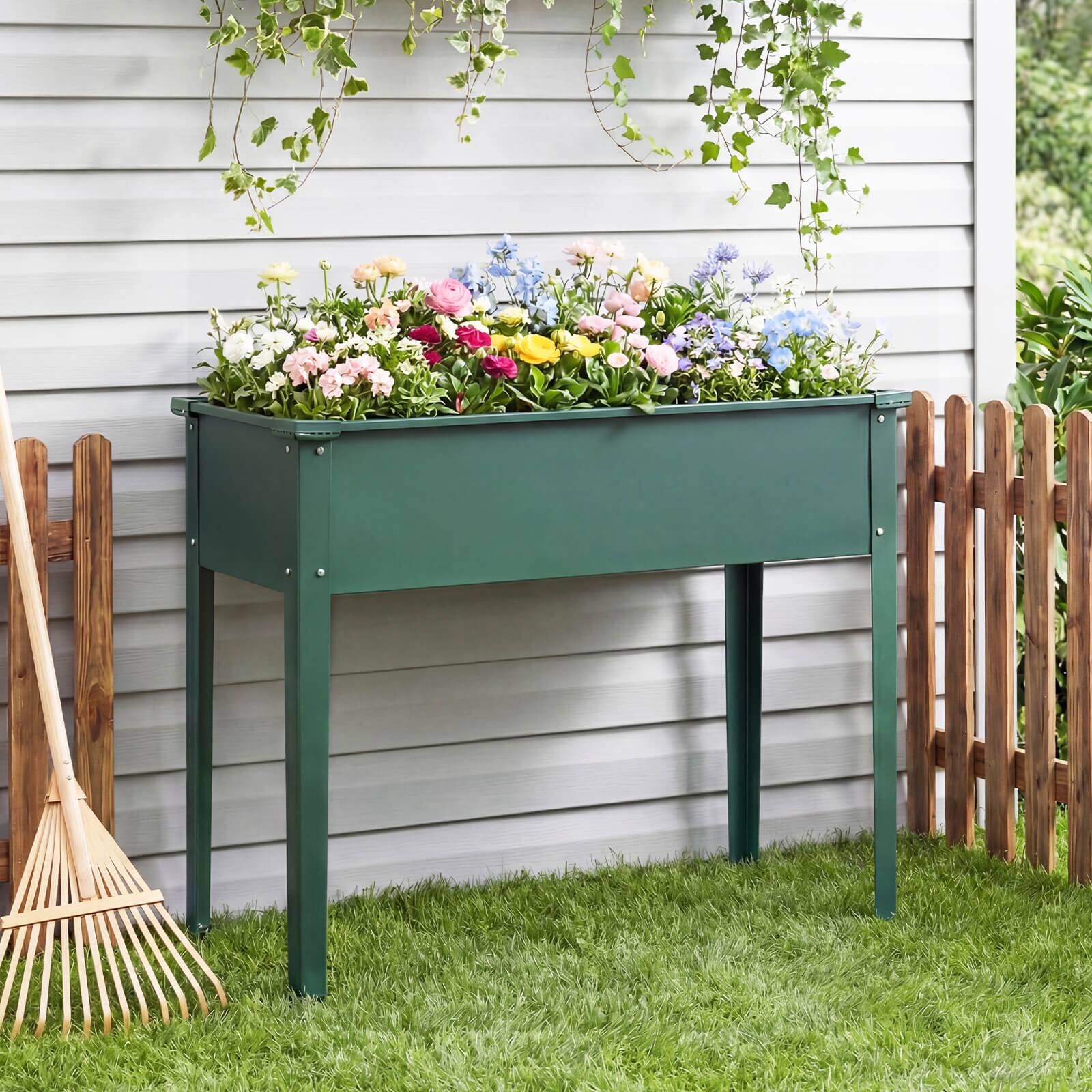 Alt View 1. Costway - Costway 1 PCS Raised Garden Bed, Elevated Metal Planter Box with Legs and Drainage Holes - Green.