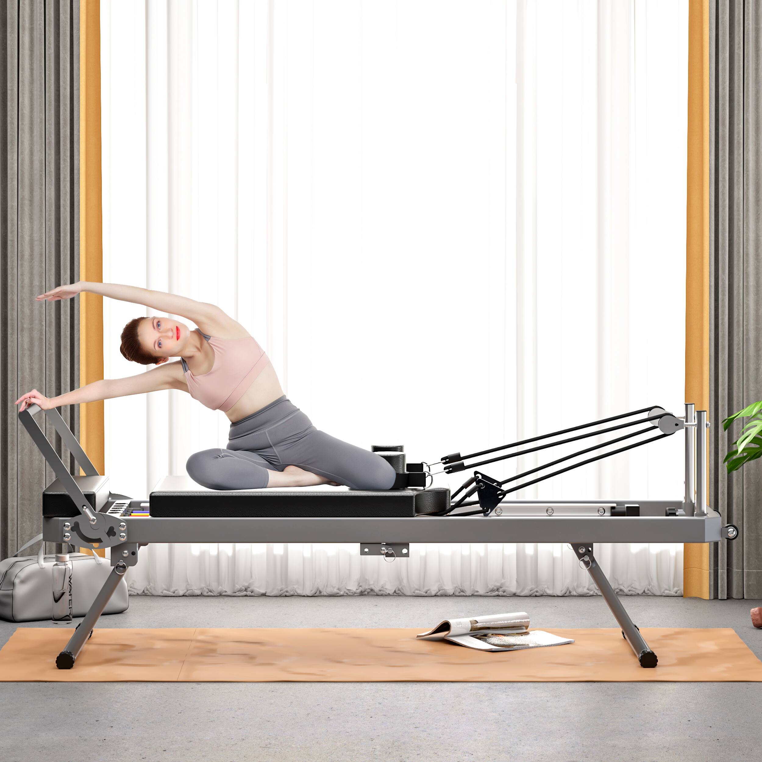 Alt View 1. PexFix - Foldable Pilates Reformer Machine with Double Resistance for Home Gym - Black.