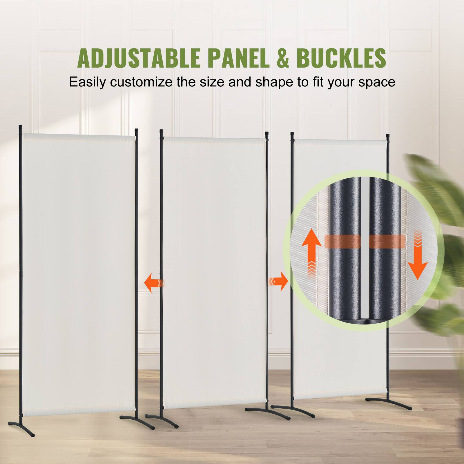 ADJUSTABLE PANEL & BUCKLES
Easily customize the size and shape to fit your space