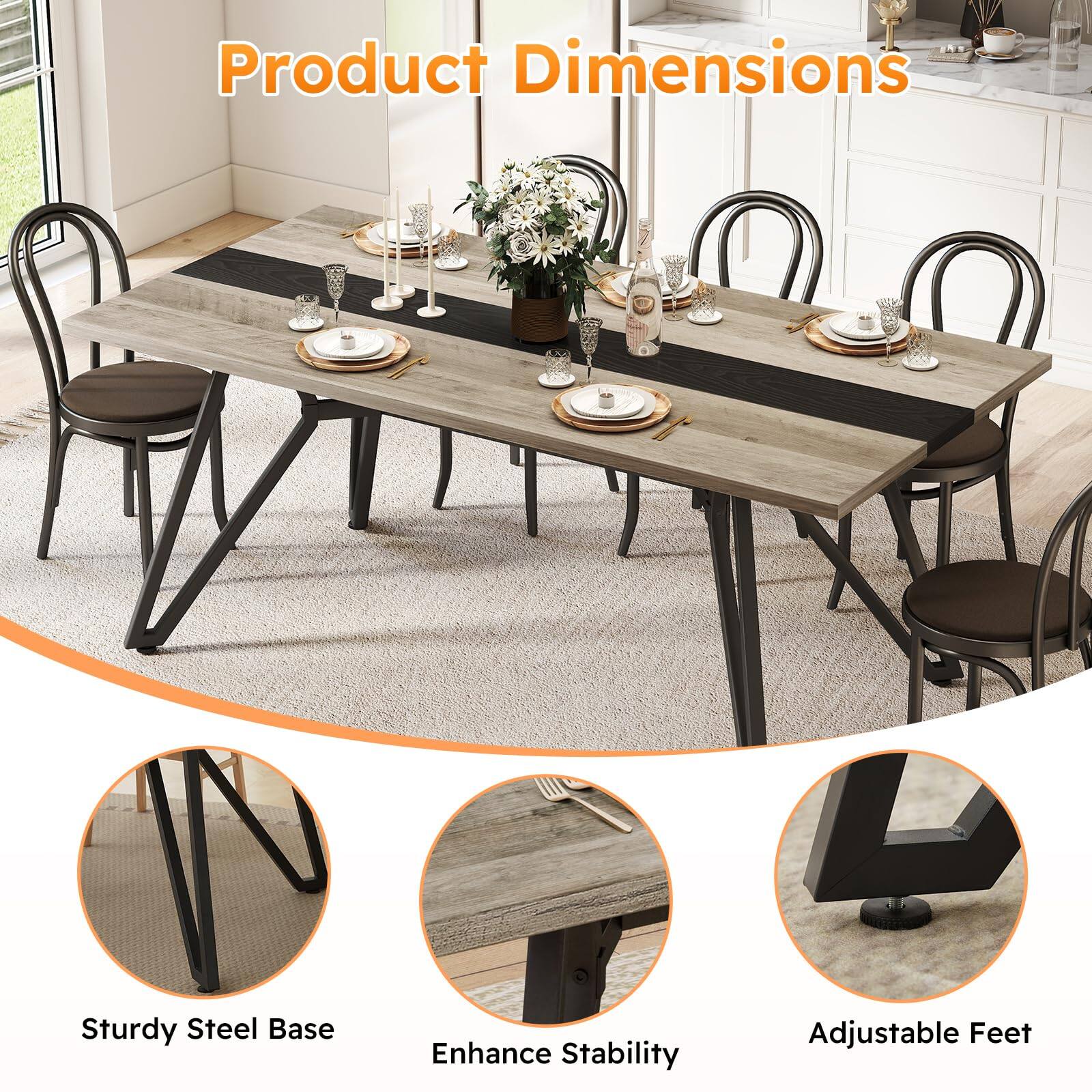 Product Dimensions

Sturdy Steel Base  
Enhance Stability  
Adjustable Feet