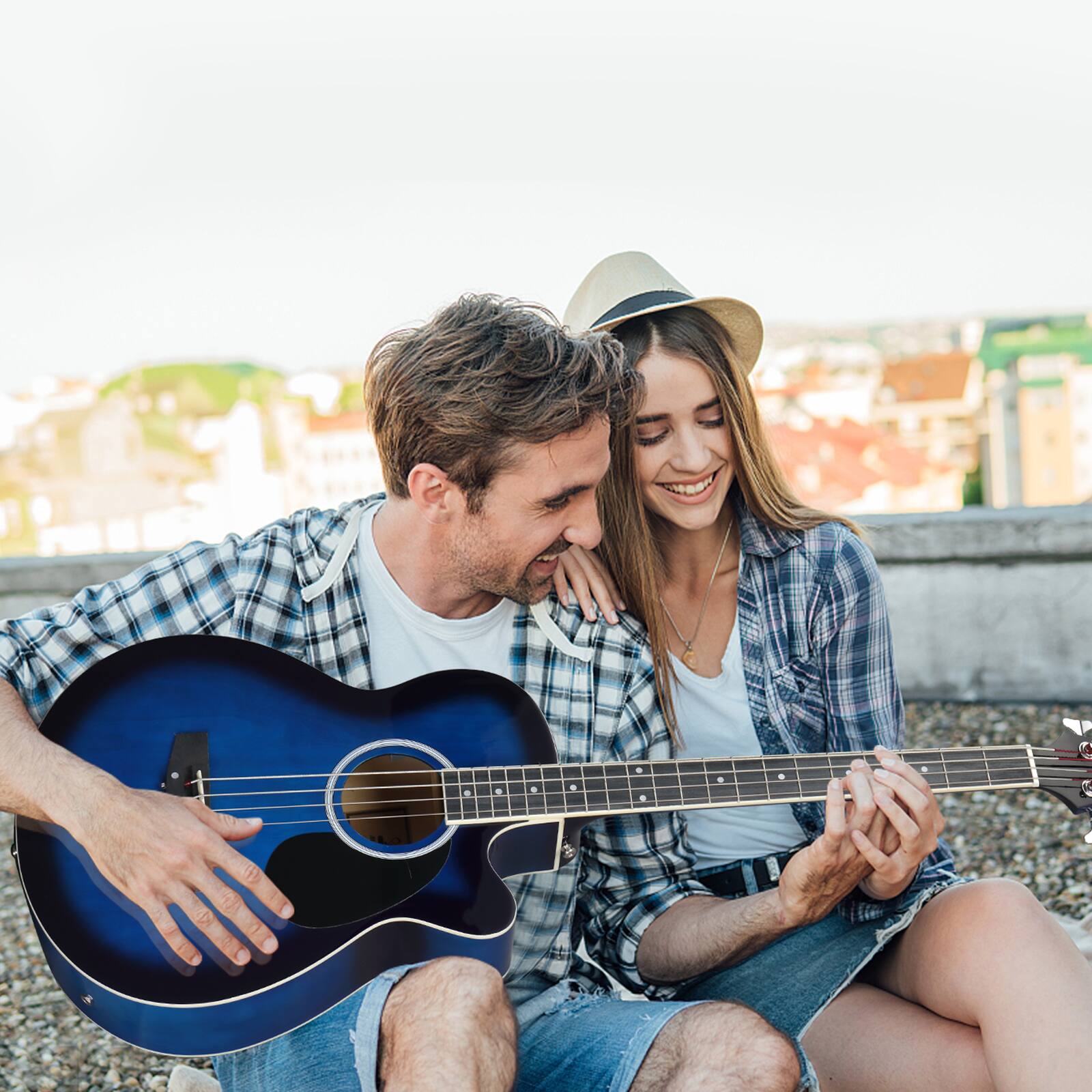 Alt View 1. Winado - EQ Electric Acoustic Bass Guitar Rosewood for School Beginner.