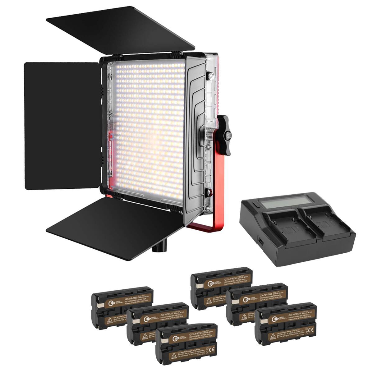 Alt View 9. GVM - GVM MB832 50W Bi-Color Soft LED Panel 3-Light Kit, Bundle with 6x Batteries, Dual Charger and 2x Charger Plate.