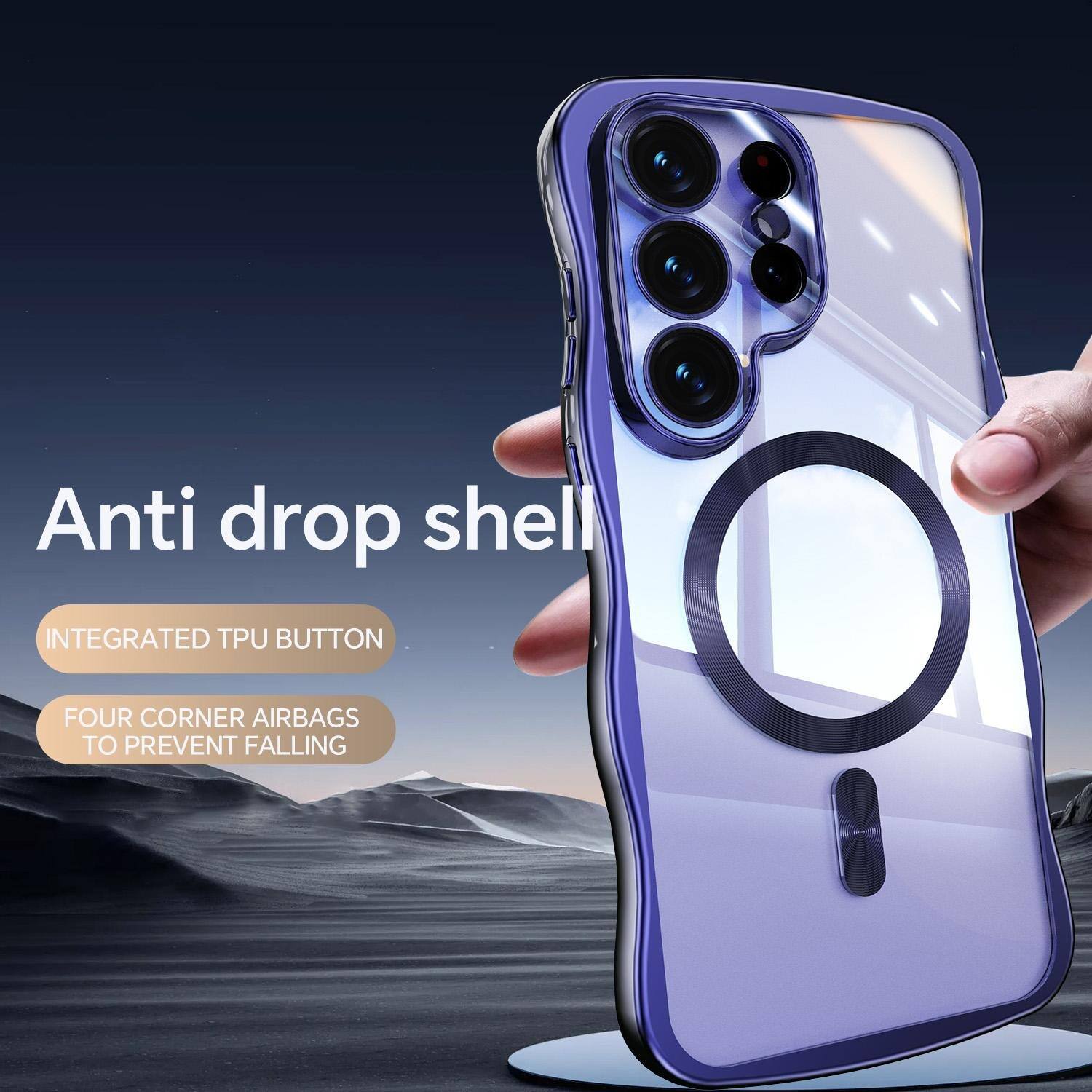 Anti drop shell

INTEGRATED TPU BUTTON

FOUR CORNER AIRBAGS TO PREVENT FALLING
