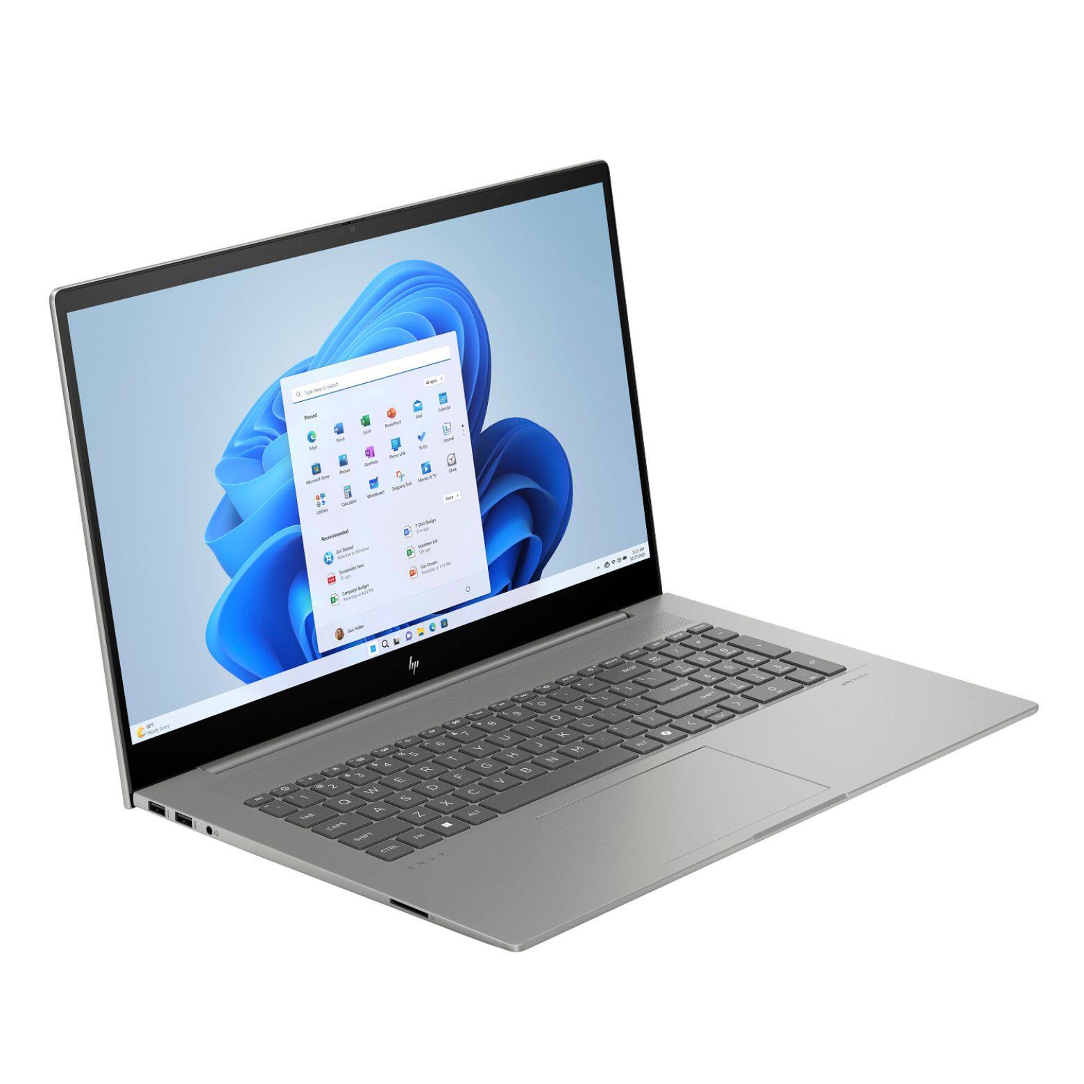 Alt View 2. HP - Envy 17-cw1003ca 17.3" FHD Touch Intel Core Ultra 7 155H 1.4 GHz up to 4.8 GHz 32GB 1TB SSD Windows 11 Home Laptop - Mineral Silver.