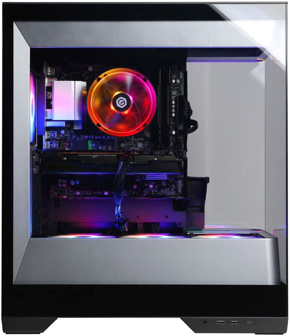 Alt View 12. CyberPowerPC - Gaming Desktop - AMD Ryzen 5 5500 - AMD Radeon RX 6500 XT 4GB - 16GB Memory - 1TB PCIe 4.0 SSD - Black.