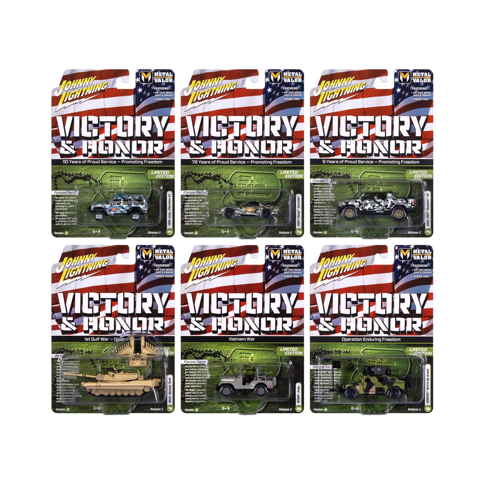 """Military"" Set A of 6 pieces 2025 Release 2 Limited Edition 1/64 Diecast Model Cars by Johnny Lightning" price history on PriceWatchPro