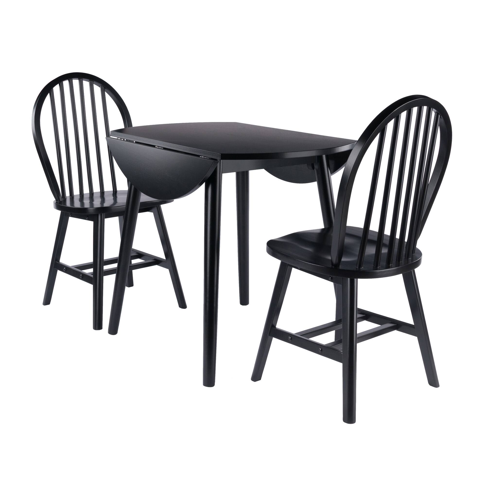 Alt View 1. Winsome Wood - Moreno 3-Pc Set, Drop Leaf Table with Windsor Chairs - Black.