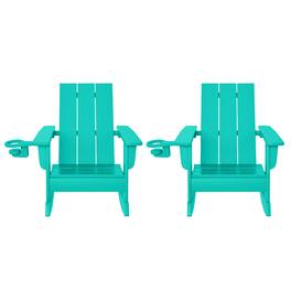 WestinTrends - Ashore Outdoor HDPE Plastic Preschool Toddler Modern Adirondack Rocking Chairs (Set of 2) - Turquoise
