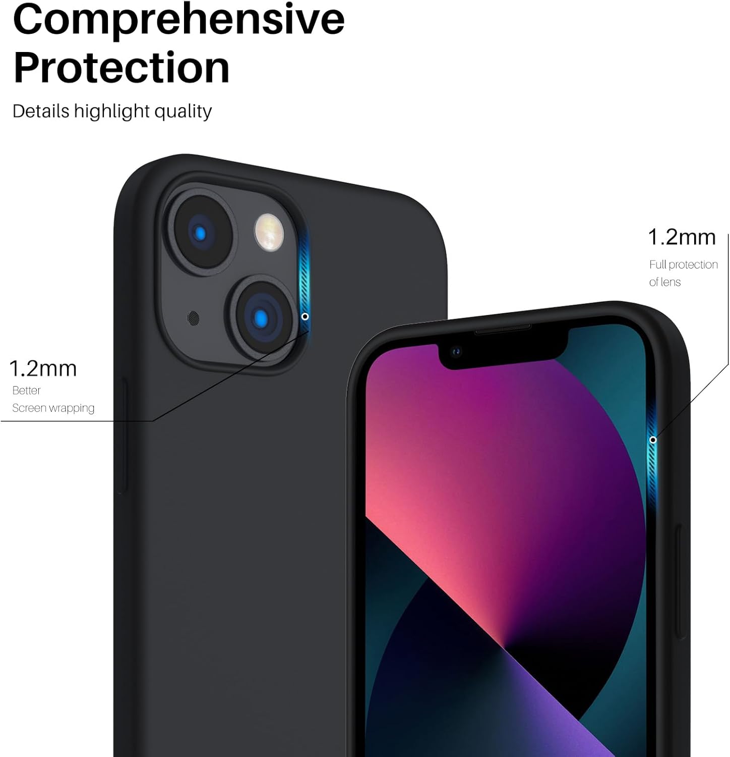 Comprehensive Protection Details highlight quality 1.2mm Full protection of lens 1.2mm Better Screen wrapping