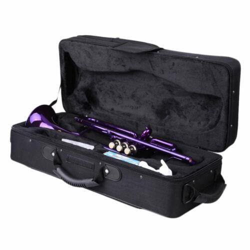 Left. Winado - Bb Standard Trumpet for Beginners,Trumpet for Student with Hard Case,7C Mouthpiece,Cleaning Cloth,Gloves,Brass Instrumen - Purple.