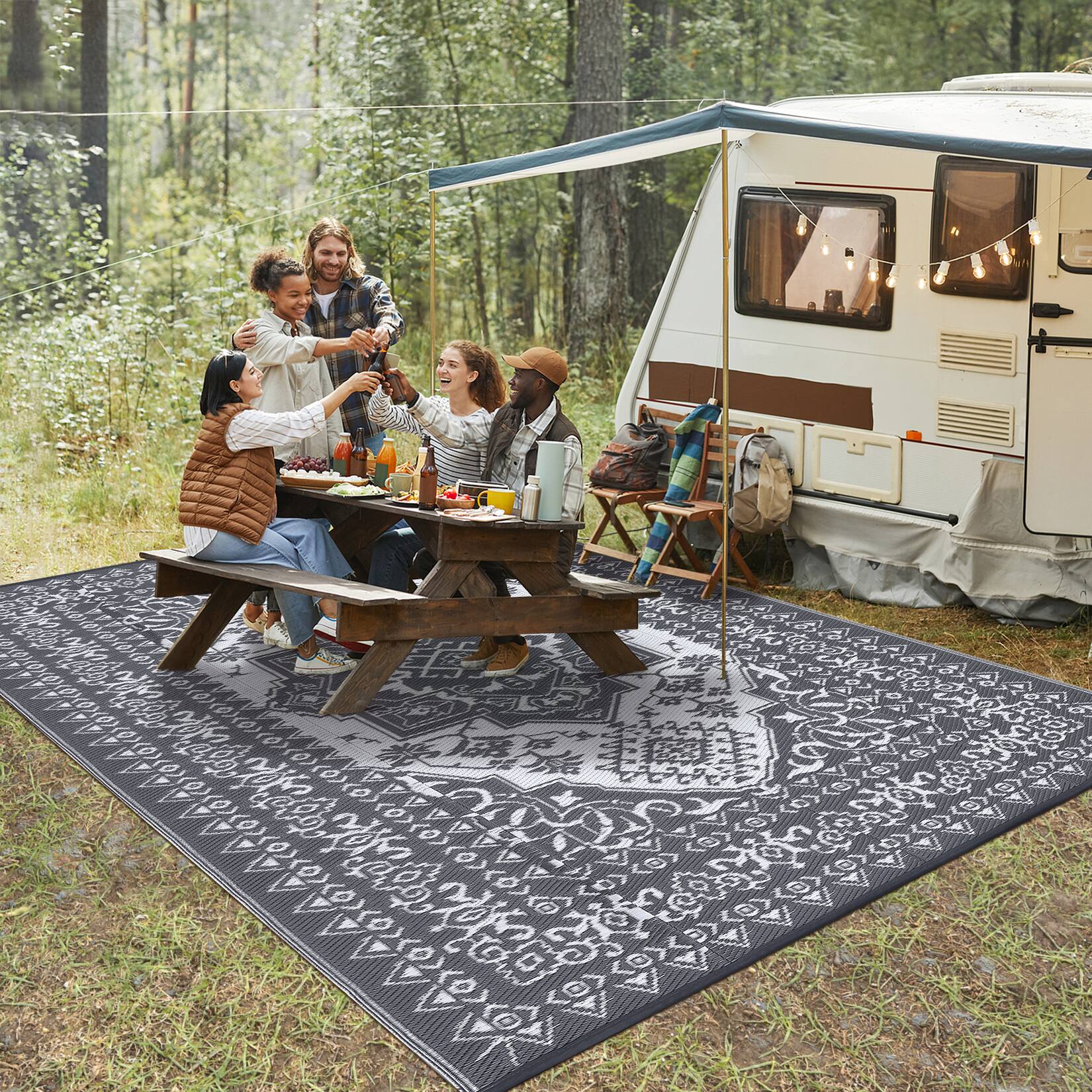 GAOMON Medallion Outdoor Area Rug Stain Resistant Waterproof UV ...
