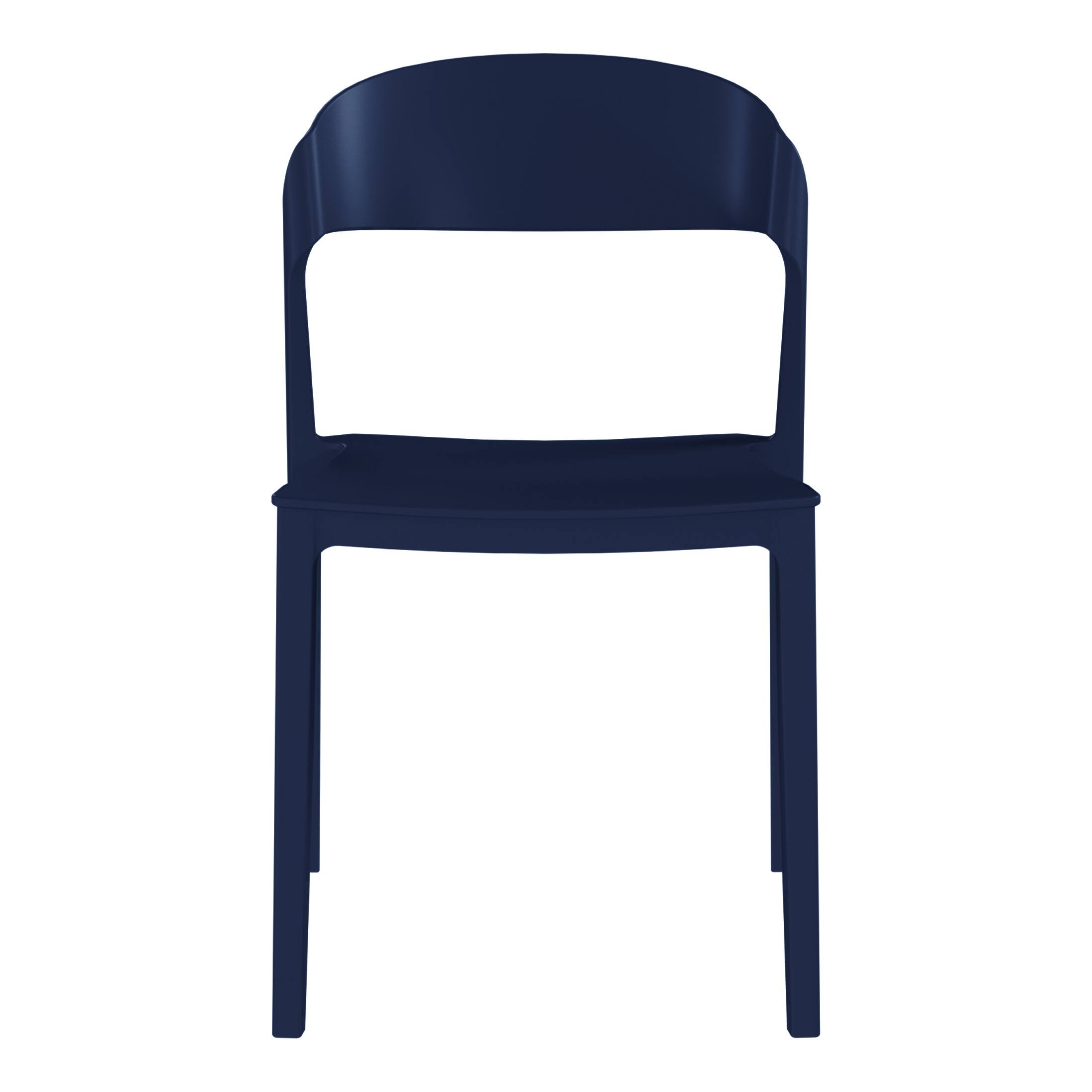 Back. WestinTrends - WestinTrends Playa Outdoor Modern Stackable Plastic Patio Bistro Dining Side Chairs (Set of 2) - Navy Blue.