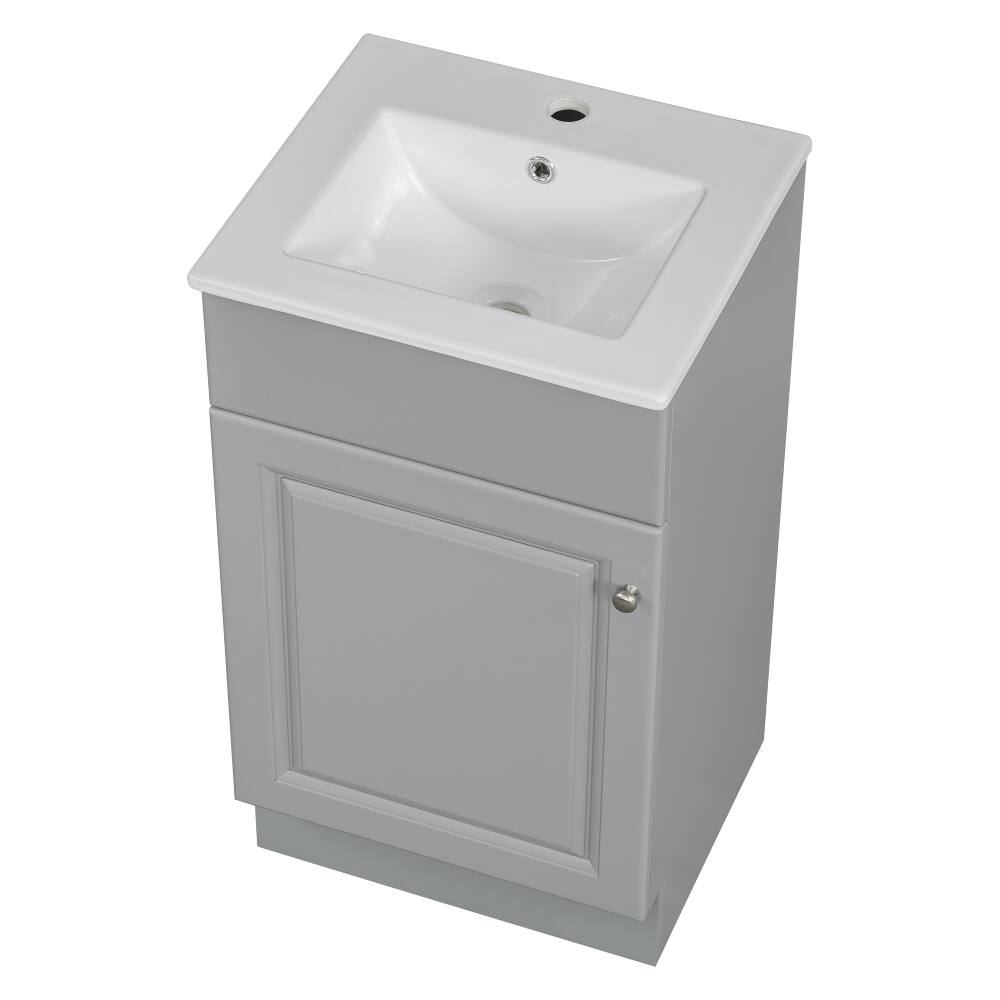 Alt View 10. Loheer - Loheer 18 inch bathroom vanity with sink Grey Freestanding Cabinet - Grey.