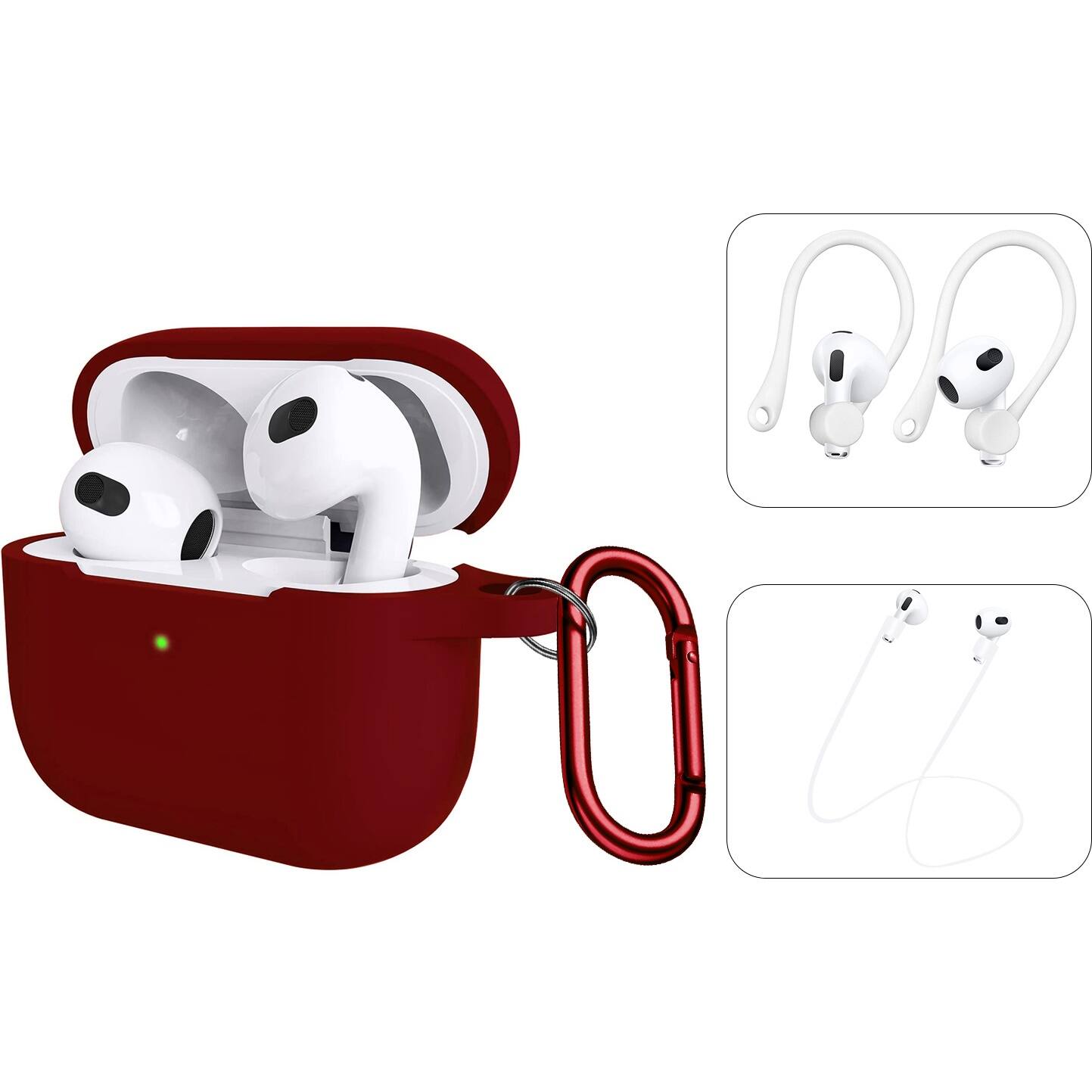 Alt View 11. SaharaCase - Venture Series Silicone Combo Kit Case for Apple AirPods (3rd Generation) - Burgundy.