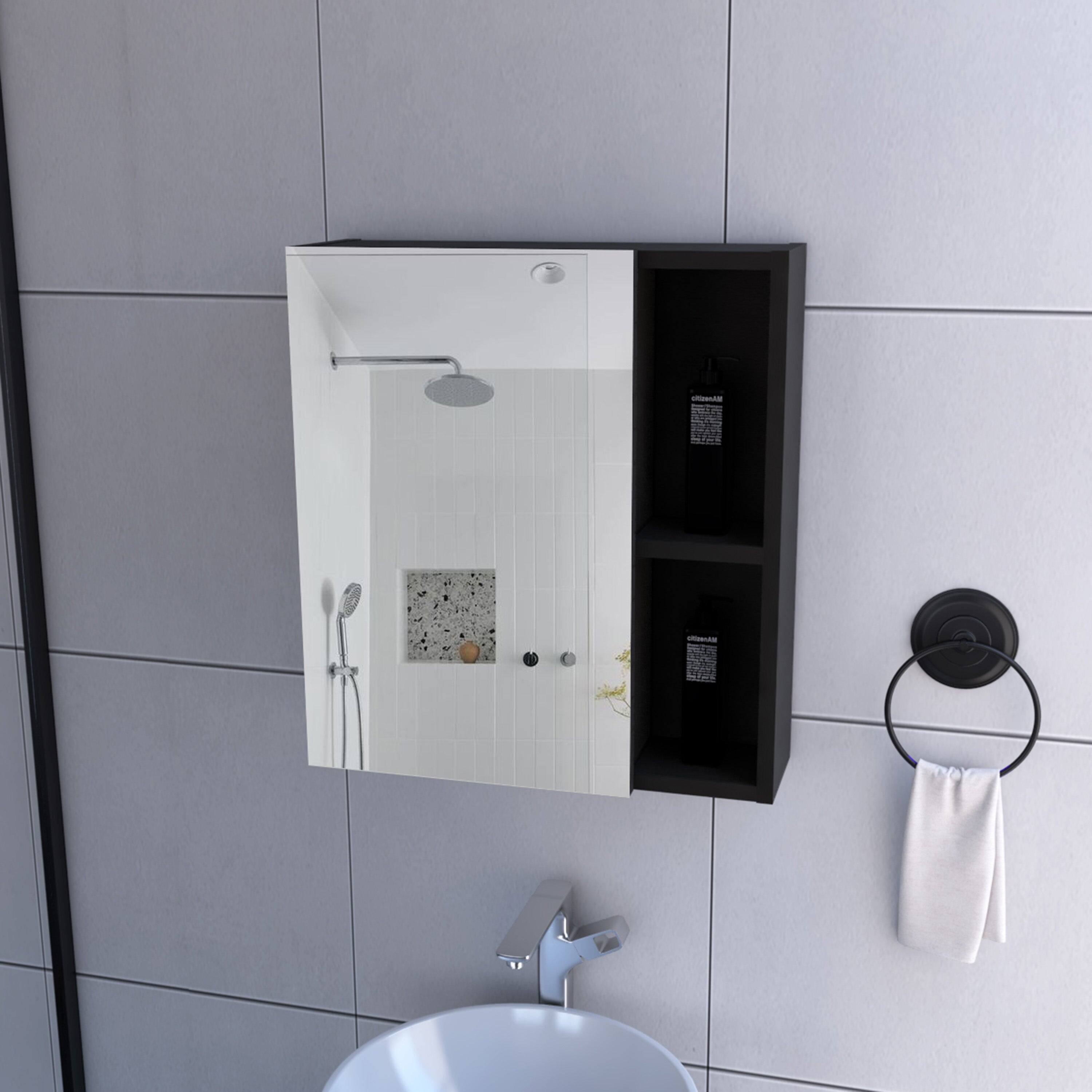 Angle. Treevol Furniture - Clifton Medicine Cabinet,Bathroom,Black - Black.