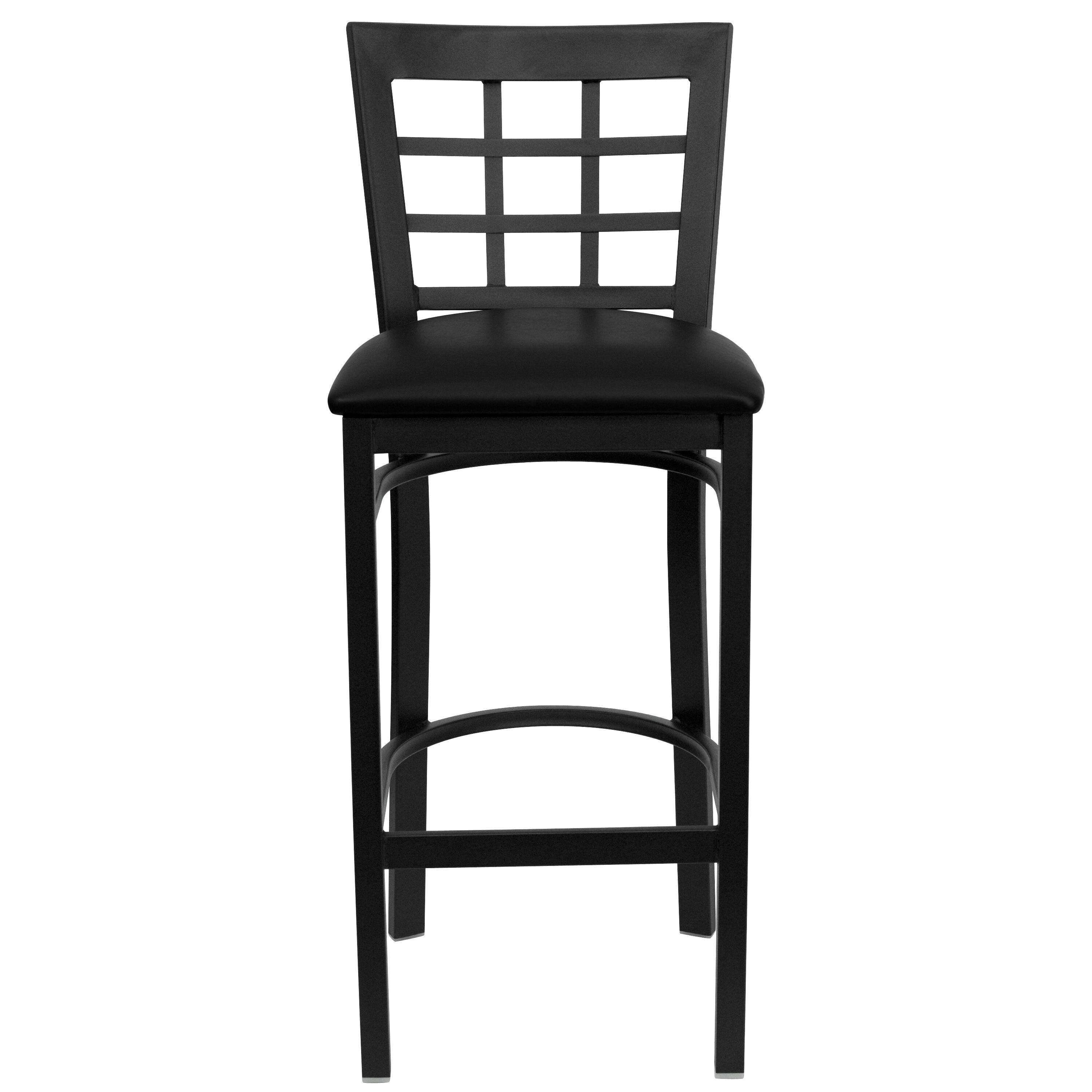Alt View 7. Emma + Oliver - Window Back Metal Restaurant Dining Barstool - Black Vinyl Seat/Black Metal Frame.
