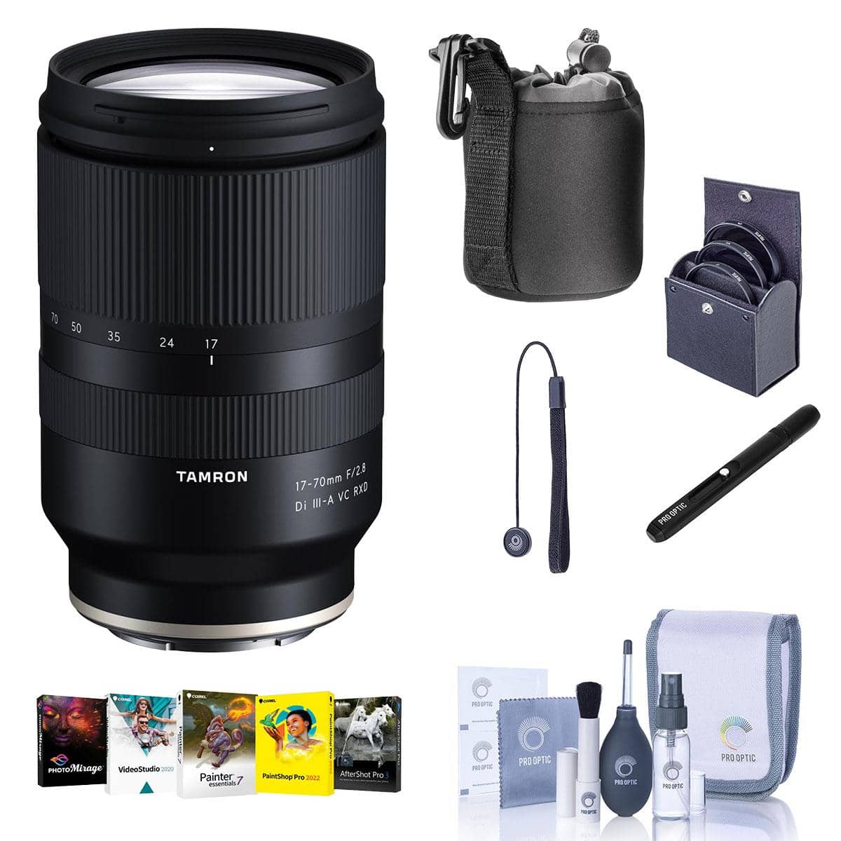 Bundle - Tamron - 17-70mm f/2.8 Di III-A VC RXD Lens for Sony E, with ProOptic 67mm Filter , Cleaning Kit, PC Software Kit,