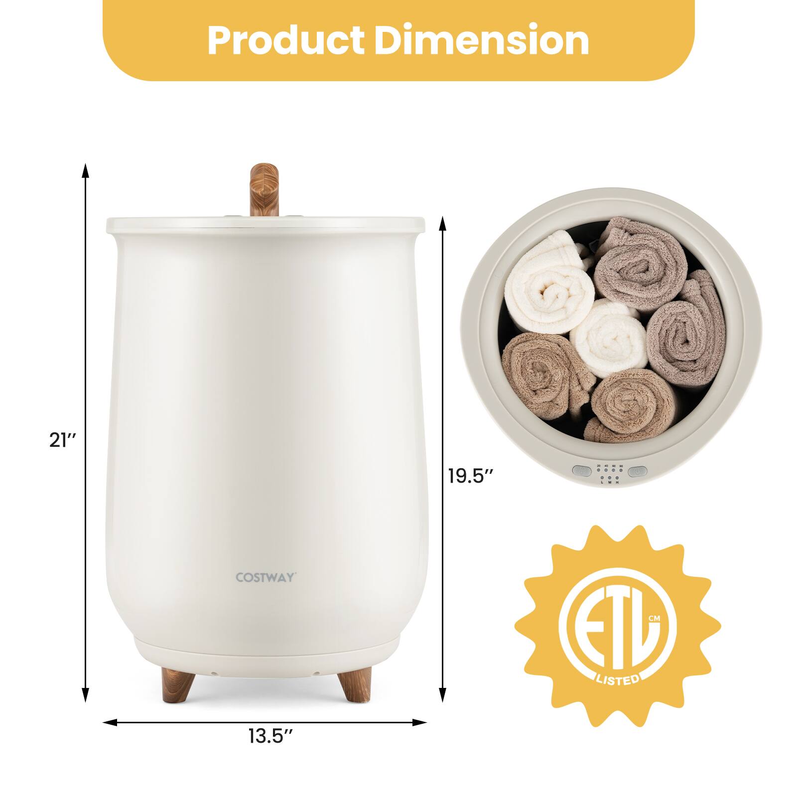 Product Dimension: 21" 19.5" COSTWAY CM ETD LISTED 13.5"