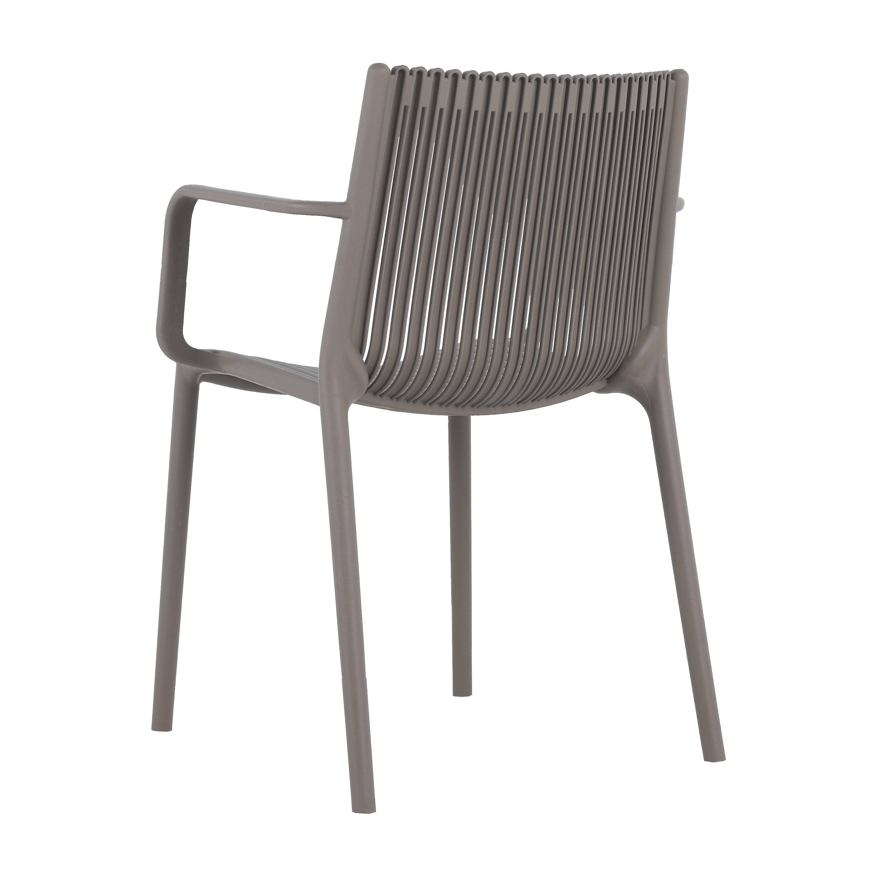 Alt View 6. Mondawe - 4pcs Modern Stackable PP Plastic Armchair - Grey.