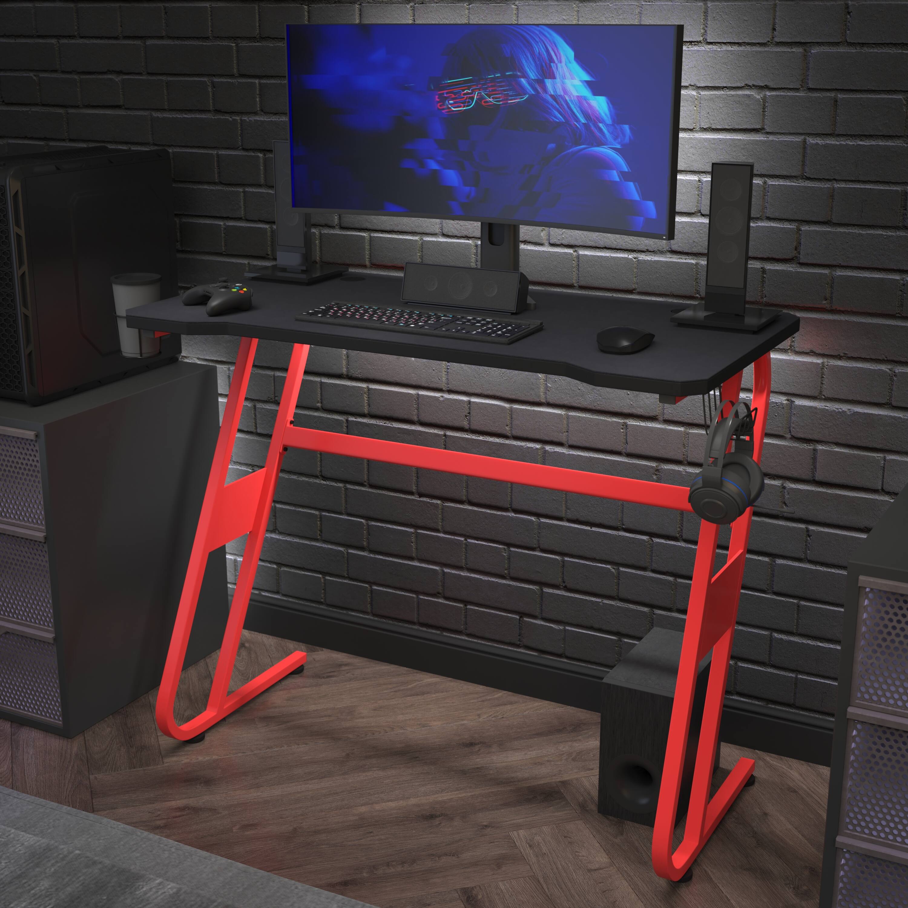 Alt View 4. Emma + Oliver - Tyr Mega Size PC Gaming Mouse Pad with Micro Weave Cloth Surface, Anti-Slip Rubber Backing and Cable Management - Black.