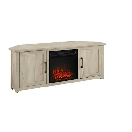 Front. Crosley Furniture - Camden Corner Fireplace Tv Stand For 65+ Inch Tv - Gray.