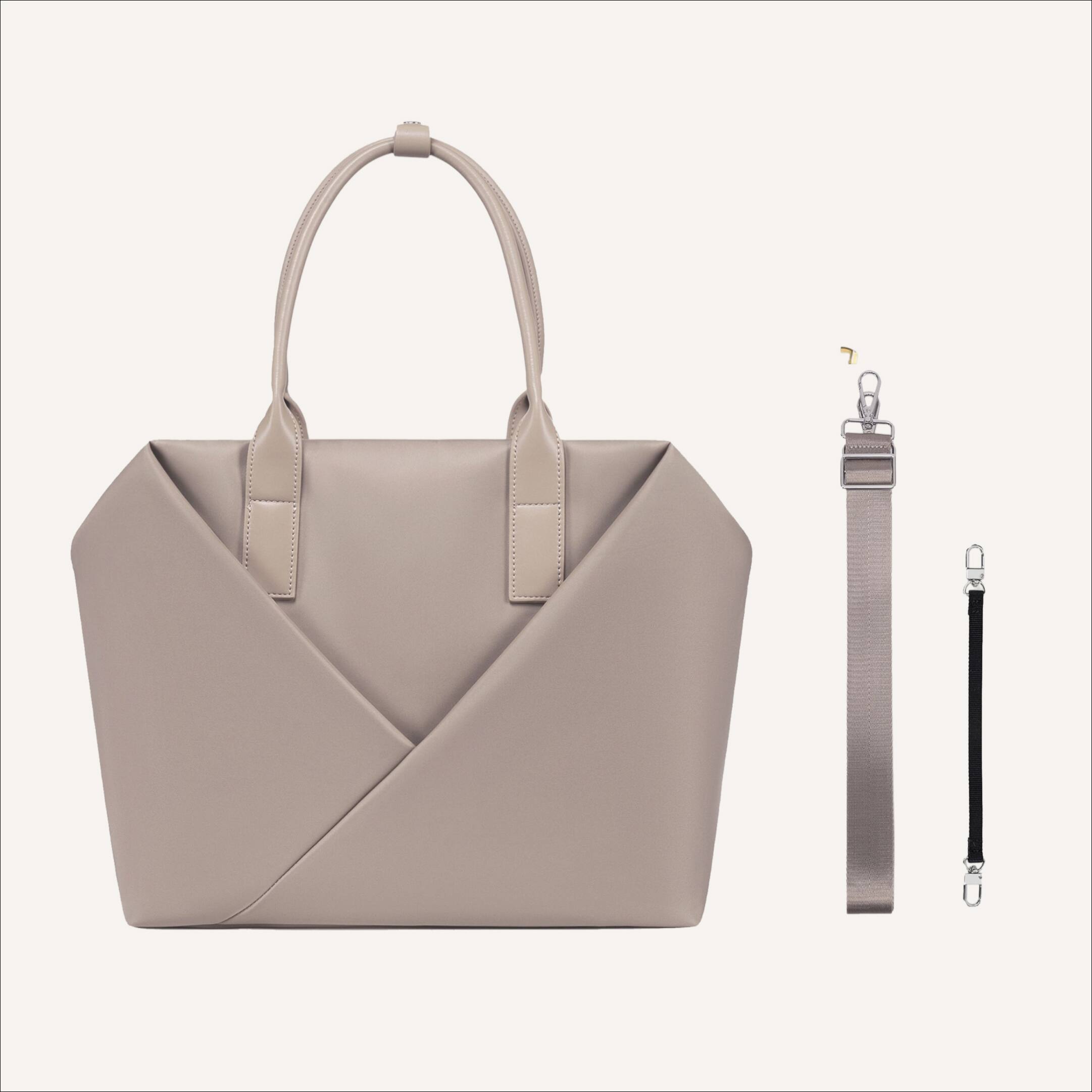 Alt View 6. Lux & Nyx - Lux & Nyx Large Origami Tote 15" Laptop Work Bag - Champagne Taupe - Champagne Taupe.