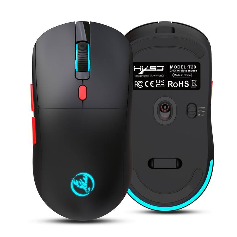 MODEL: T20  
2.4G wireless mouse  
Voltage/current: 3.7V = 12mA  
Made in China  
FC CE UKA RoHS  
INE LUN DE
