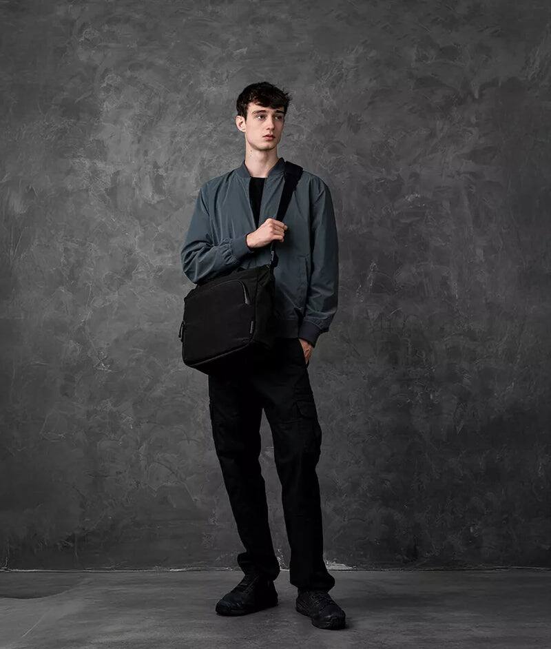 Angle. ALPAKA - Bravo Tote V2 Work & Travel Laptop Tote Bag, Fits 16” MacBook Pro + 14” Tablet - Black Axoflux 400D.