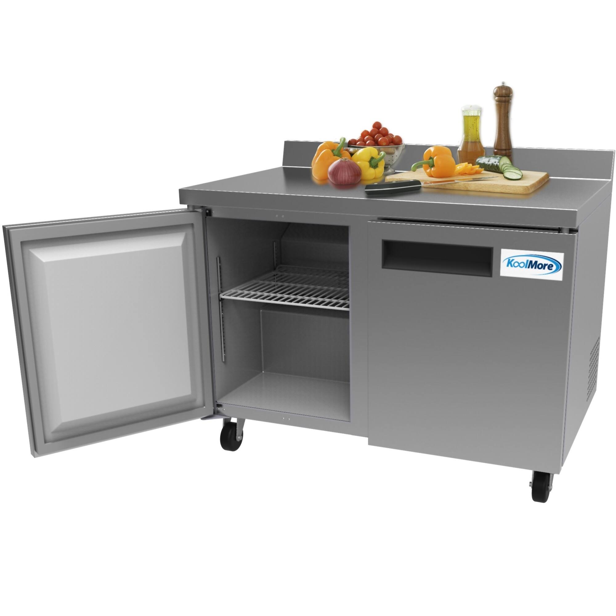 Alt View 4. Koolmore - 48 in. Two-Door Worktop Refrigerator With 3.5 in. Backsplash - 12 Cu Ft. RWT-2D-12C - Stainless-Steel.