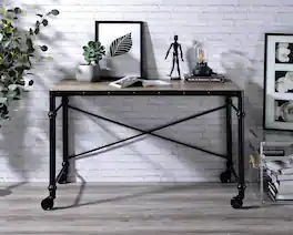 TinyHomie - Oklarth Rustic Oak and Black Finish Writing Desk - Black and Oak