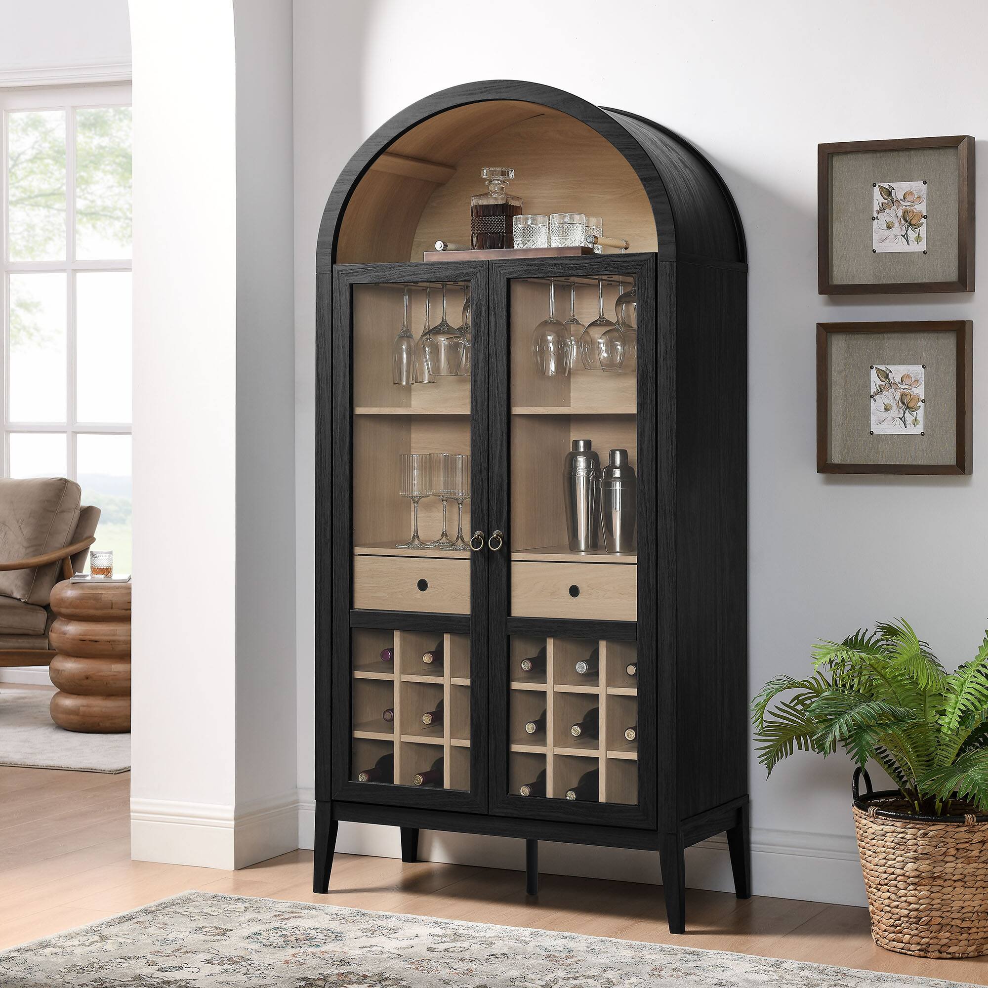 Front. Modway - Nolan Arched Bar Cabinet by Modway - Black Oak.