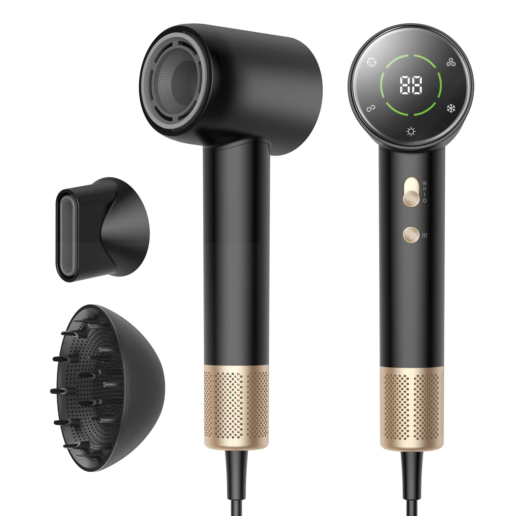 Front. Sugift - High Speed Low Noise Hair Dryer with 200 Million Negative Ions & Fast-Drying 110,000 RPM Brushless Motor - Black.