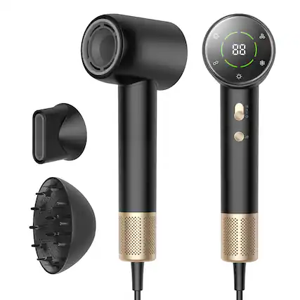 Front. Sugift - High Speed Low Noise Hair Dryer with 200 Million Negative Ions & Fast-Drying 110,000 RPM Brushless Motor - Black.