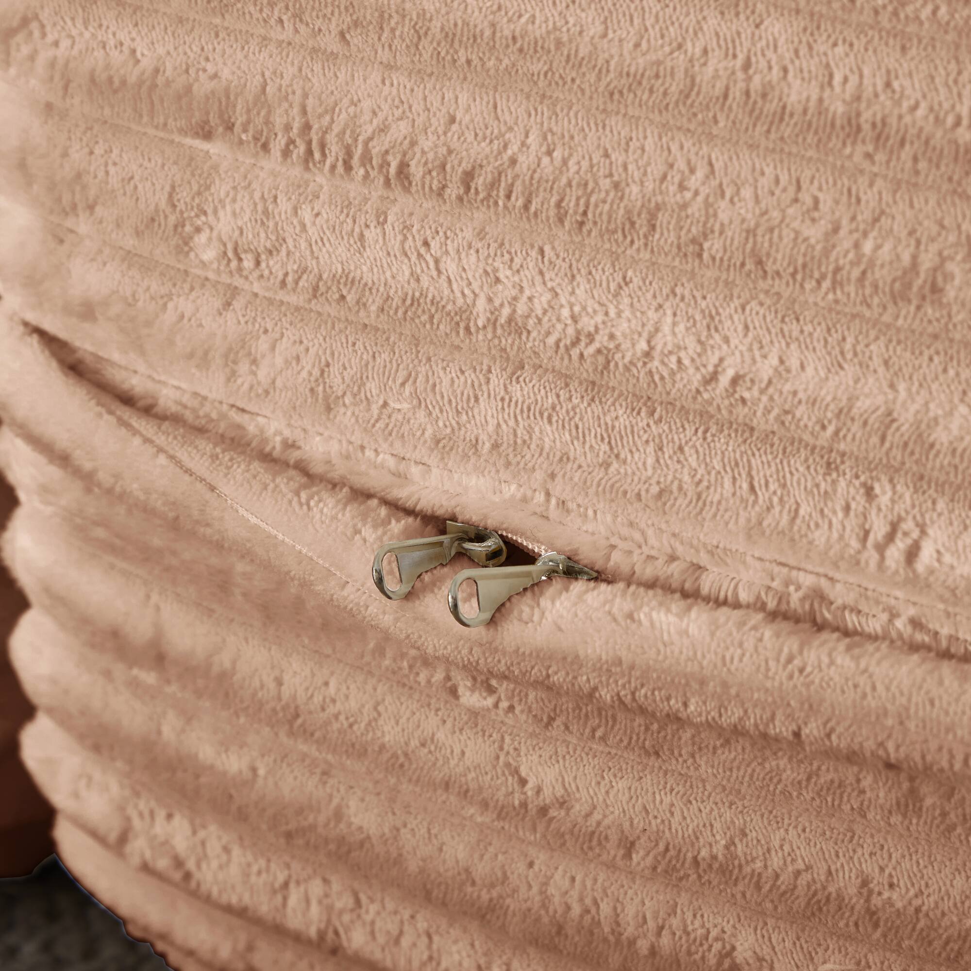 Alt View 6. GOODSILO - Convertible Plush Corduroy Floor Sleeper Sofa with Dual Pillows for Living Room and Guest Use - Pink.