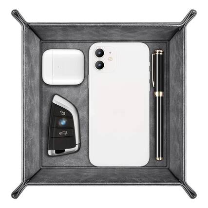 Front. Kitcheniva - Vanity Tray Bedside Caddy Holder Desktop Storage Organizer Gray - Gray.