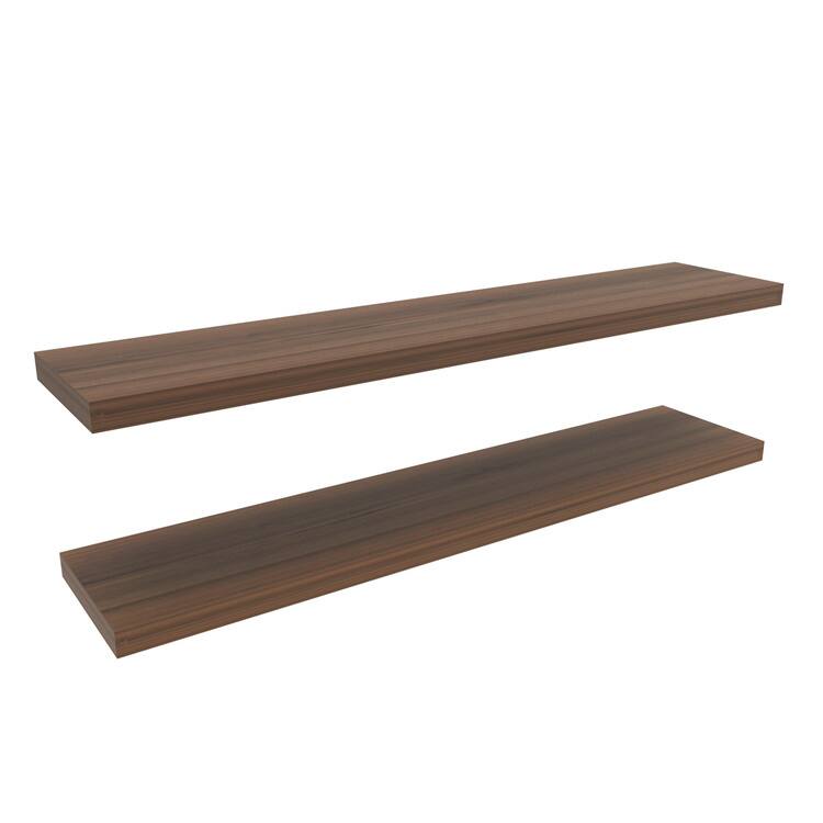 Angle. TuHome - Ecco 31.5" Wide Floating Shelves Set Of 2, Shelves For Wall Decor For Bedroom, Bathroom Storage Shelves. - light Brown.