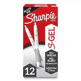 Sharpie - S-Gel Retractable Gel Pen, Medium Point, Dozen - Black Ink