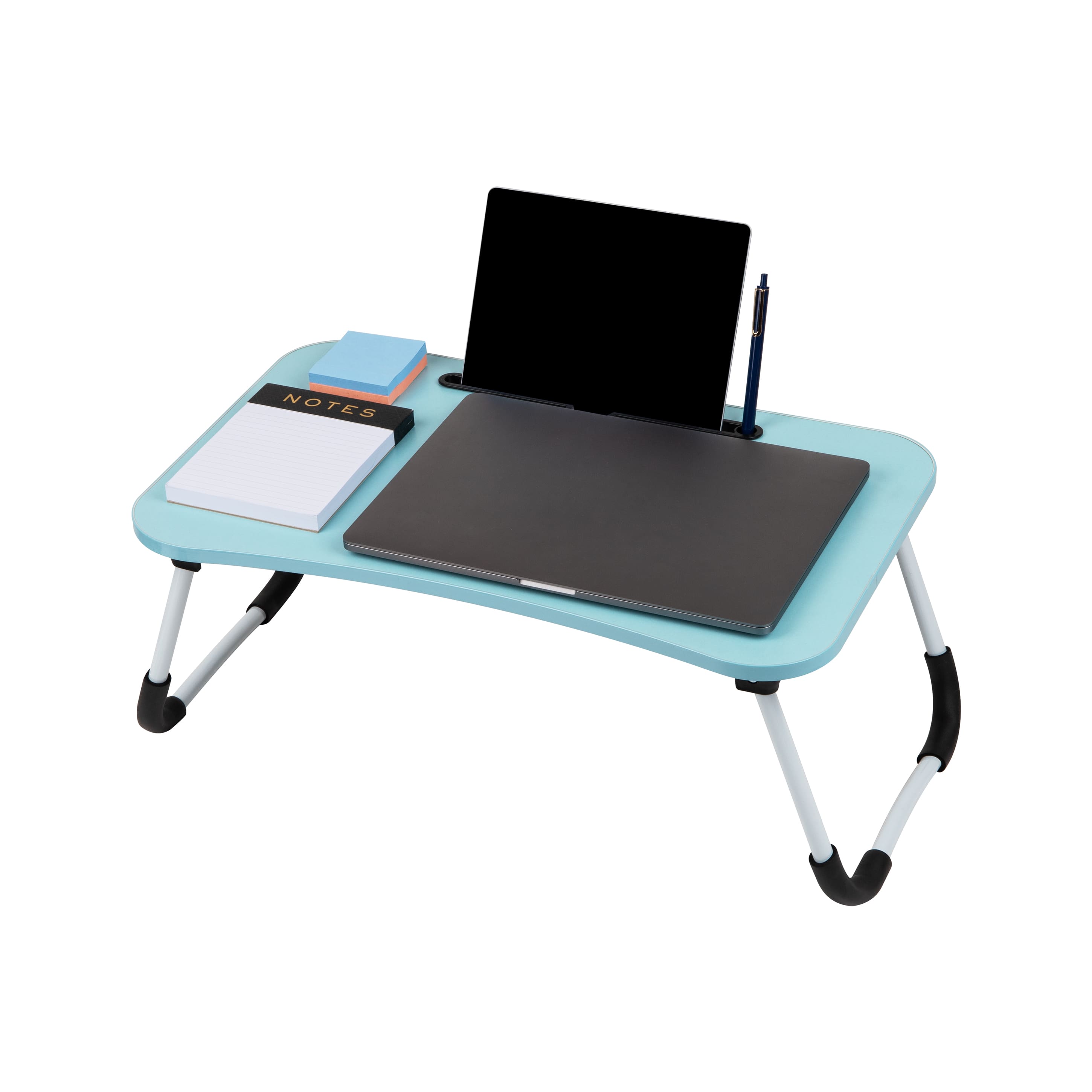 Alt View 11. Mind Reader - Lap Desk Laptop Stand, Bed Tray, Folding Legs, Couch Table, Portable, MDF , 23.25"L x 13.75"W x 10.5"H - Blue.