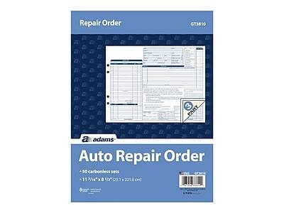 Repair Order GT3810

Auto Repair Order

- 50 carbonless sets
- 11 7/16" x 8 1/2" (29.1 x 22.1 cm)

adams