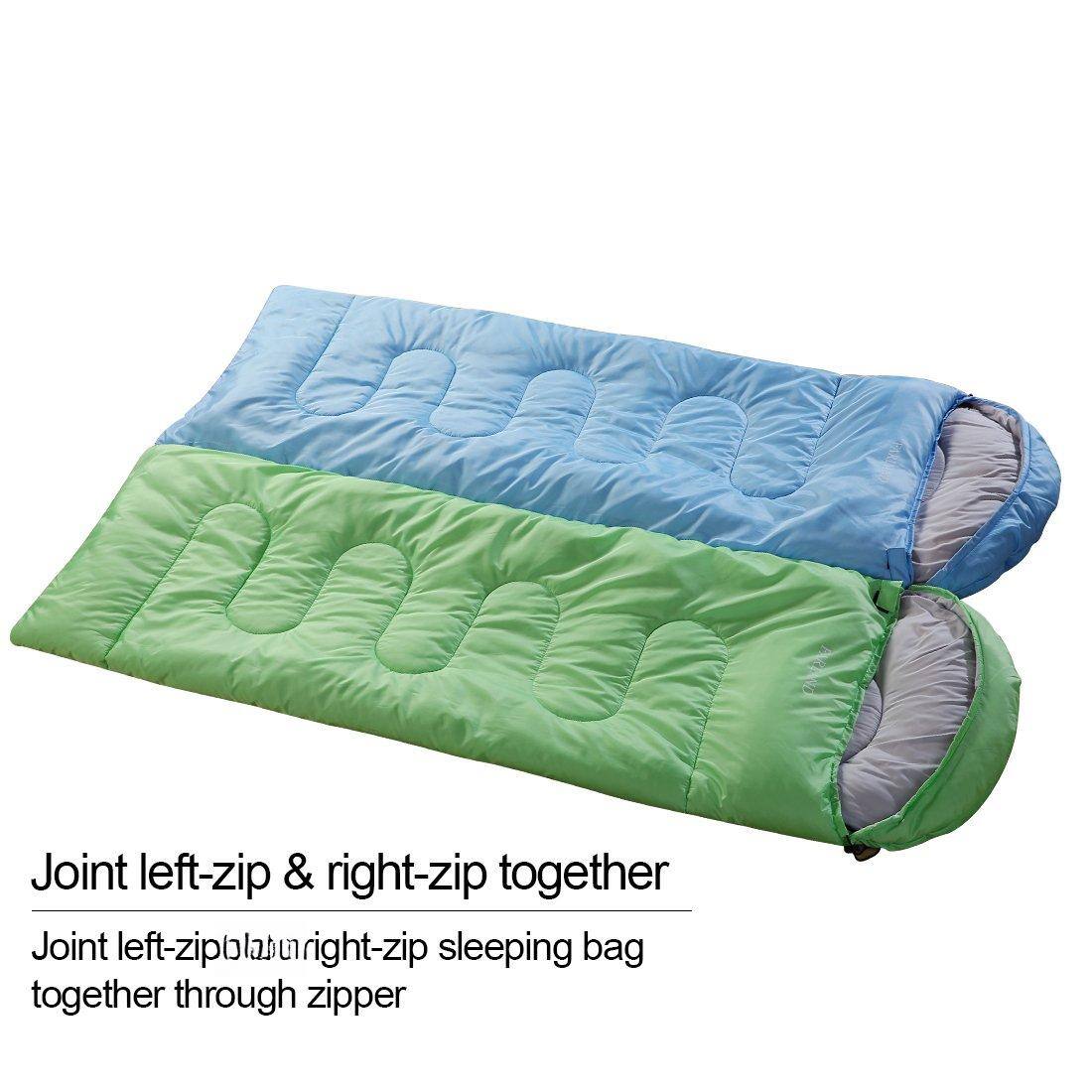 Joint left-zip & right-zip together

Joint left-zip & right-zip sleeping bag together through zipper
