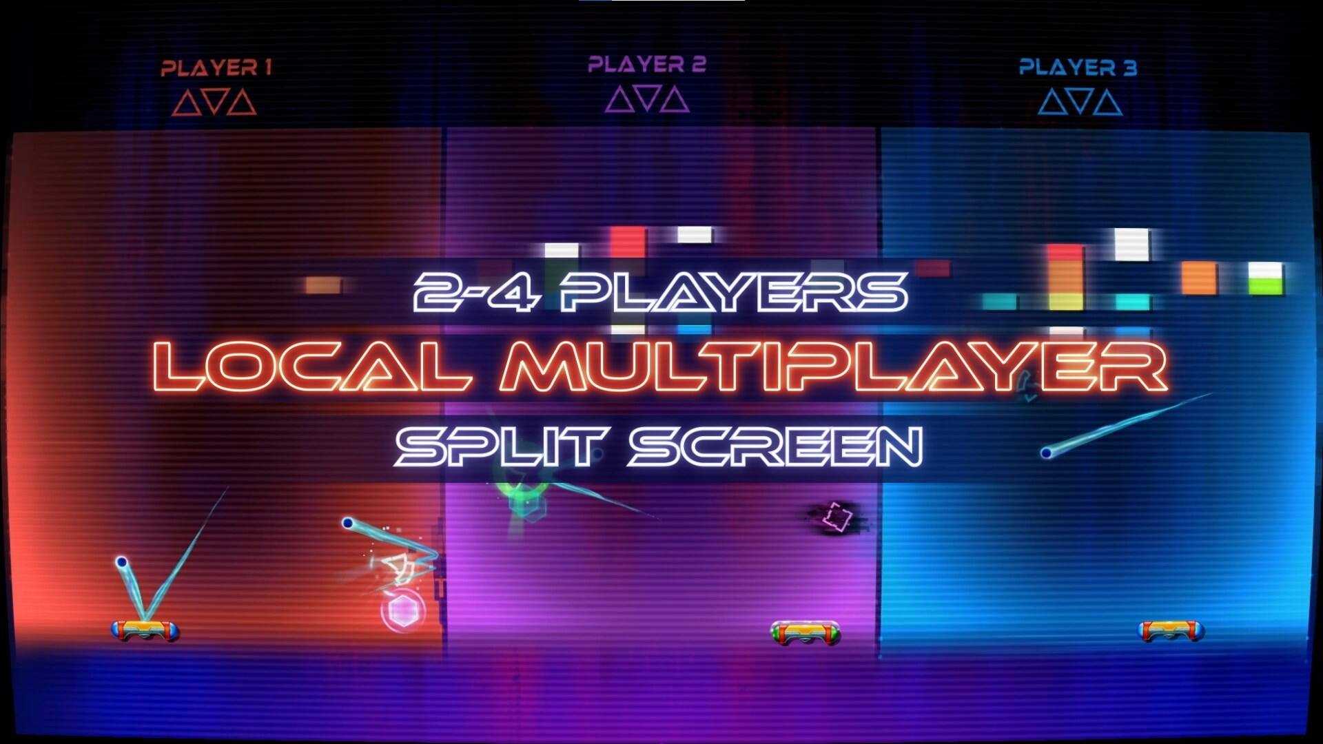 The text on the image reads: "2-4 Players Local Multiplayer Split Screen."