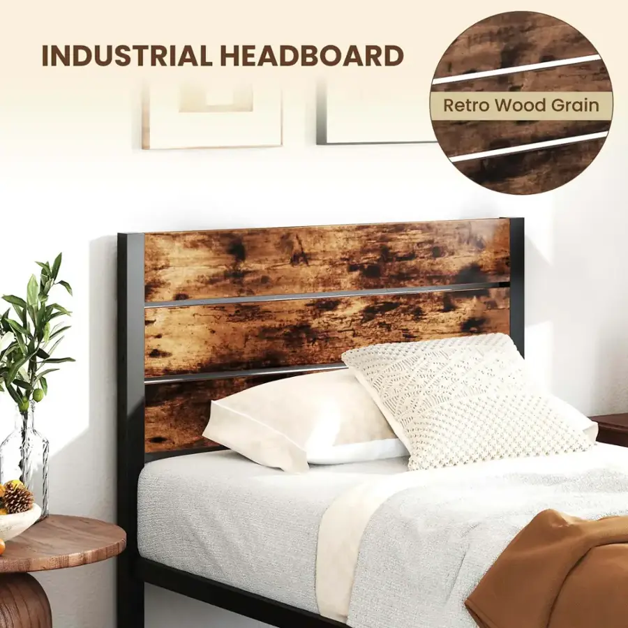 Industrial Headboard Retro Wood Grain